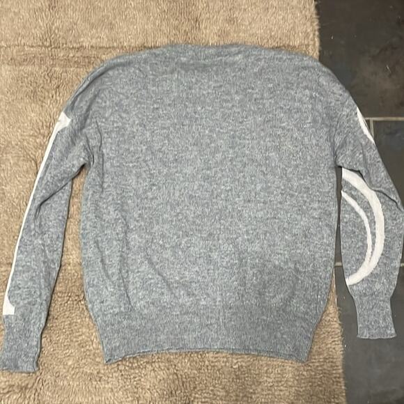 Skull Cashmere Sweater 100% Cashmere Crewneck Apres Ski Gray Size Large - Picture 5 of 5